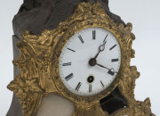 A French figural mantel clock, timepiece only in gilt metal, spelter and alabaster, 19th century, no pendulum or key, 35cm high - 5