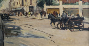 European School (Street Scene), oil on canvas, signed (illegible) lower left, ​50 x 70cm. - 5