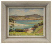 J. R. (Jack) KIRKLAND (Australia, 1907-66) "Merimbula Bar, High Tide", acrylic on board, 1959, 20 x 25cm. - 2