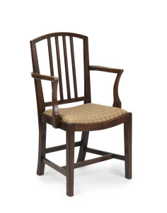 A Georgian style oak carver chair, circa 1910, 55cm across the arms