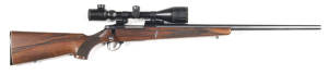 SAKO L579 B/ACTION SPORTING RIFLE: 22-250 Rem; 5 shot mag; 23” barrel; vg bore; no open sights fitted; with a Nikko-Stirling Gold Crown Tactical 4-12 x 50 AO scope on Weaver steel mounts; sharp profiles & clear markings; 97% original blue remains to barre