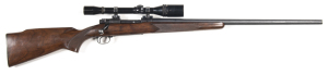 WINCHESTER MOD.70 PRE '64 BENCH REST RIFLE: 220-Swift; 5 shot box mag; 26" round barrel; vg bore; 2 line New Haven address & MODEL 70 220-SWIFT; Winchester trade mark to side rail; fitted with a Bushnell triple tested Chief 10X scope; sharp profiles & cle