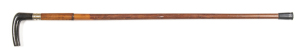 FRENCH DUMONTHIER WALKING STICK GUN: 9.1x40R; 26½" barrel; f to g bore; cane outer cover; horn handle with a fine aged split in the cane at the breech; all complete; gwo & cond. C.1880 #476 Pre 1900 exempt N/L