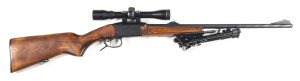 BAIKAL MOD 1ZH18MH RIFLE: 7.62 x 39; s/shot; 23½” barrel; exc bore; standard sights plus a Luger 4 x 32 scope with vg optics; rifle is almost "as new" with a full blue/black finish to all metal; vg stock; complete with foldup bi-pod; gwo & exc cond. 