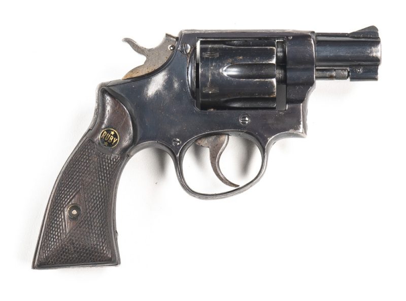 RUBY ARMS CO MODEL RUBY EXTRA C/F REVOLVER: 38 Long; 5 shot fluted cylinder; 55mm (2 1/8") round barrel; standard sights; g. bore; RUBY EXTRA within an oval to lhs of frame; g. profiles & markings; retaining 80% original blue finish; g. chequered wooden g