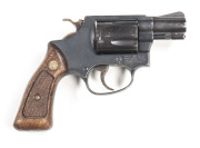 SMITH & WESSON MOD.36 C/F REVOLVER: 38 S&W SPL; 5 shot fluted cylinder; 47mm (1 7/8") round barrel; g. bore; standard sights & S&W address to rhs of frame; g. profiles & clear markings; retaining 90% original blue/black finish; g. walnut grips with minor