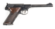 COLT WOODSMAN S/A R/F PISTOL: 22L rifle; 10 shot mag; 153mm (6") round barrel; g. bore; standard sights; HARTFORD address & Rampant Colt Trade mark to lhs of barrel; g. profiles & clear markings; retaining 75% original blue finish with most losses to grip