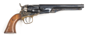 UBERTI ARMI RENATO COLT 1862 POLICE PERCUSSION REVOLVER: 36 Cal; 5 shot fluted cylinder; 165mm (6½") round barrel; g. bore; standard sights; brass t/guard & back strap; retaining all original blue finish to barrel & cylinder; vivid case colours to frame, 