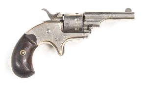 COLT 4TH TYPE OPEN TOP R/F REVOLVER: 22 Cal; 7 shot cylinder; 60mm (2 3/8") round barrel; g. bore; standard sights & 2 line HARTFORD address; 22 CAL marked to lhs of action; g. profiles, clear address & markings; retaining 85% original nickel finish with 
