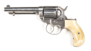 COLT 1877 THUNDERER CF REVOLVER: 41 Cal; 6 shot fluted cylinder; 114mm (4½") round barrel; 2 line HARTFORD address, COLTS PATENT to lhs of frame; COLT D.A. 41 to lhs of barrel; g. profiles & markings; back strap inscribed J.S.HUDSON; retaining 85% nickel - 2