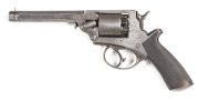 AUSTRALIAN COLONIAL RETAILED TRANTER 4TH MODEL D/ACTION PERCUSSION REVOLVER: 54 bore; 5 shot cylinder; 153mm (6”) octagonal barrel; g. bore; standard sights & fittings; top barrel flat inscribed HENRY CHALLENER 61 KING ST WEST SYDNEY N.S.W.; borderline& f - 2