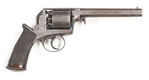 ADAMS MODEL 1851 PERCUSSION REVOLVER: 54 bore; 5 shot cylinder with London proofs; 153mm (6”) octagonal barrel; g. bore; standard sights & fittings; top barrel flat inscribed DEANE ADAMS & DEANE MAKERS TO H.R.H. PRINCE ALBERT 30 KING WILLIAM ST LONDON BRI