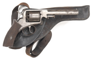 WEBLEY SOLID FRAME PERCUSSION REVOLVER: 450ML; 5 shot cylinder; 153mm (6") octagonal barrel inscribed WEBLEY'S PATENT to top strap; f. bore with pitting at the muzzle; standard sights & fittings; plain borderline engraved frame; g. profiles & clear markin