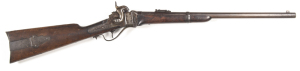 U.S. SHARPS MODEL 1863 STRAIGHT BREECH LOADING CARBINE: 52 Cal; 22” barrel; g. bore except a bit of pitting near the muzzle; standard sights & fittings; SHARPS PATENT 1852 & RS LAWRENCE PAT 1859 to lock plate; C.SHARPS PAT SEPT 12TH 1848; g. profiles & ma