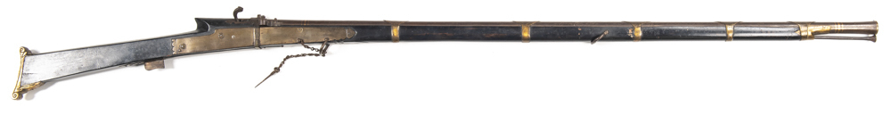 INDIAN MATCHLOCK GUN: 15 bore; 42½ round barrel with flared muzzle ...