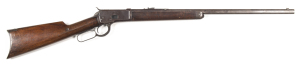 WINCHESTER MOD. 1892 HALF MAG L/A RIFLE: 32 WCF; 24" octagonal barrel; g. bore; standard sights & WINCHESTER NEW HAVEN address; CAL marking to breech; MODEL 1892 WINCHESTER TRADE MARK to tang; vg. profiles & markings; blue/plum finish to barrel, action & 