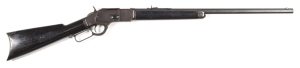 WINCHESTER MOD. 1873 HALF MAG L/A RIFLE: 32 WCF; 24" octagonal barrel; g. bore; standard sights & WINCHESTER NEW HAVEN address; CAL marking to breech; MODEL 1873 WINCHESTER TRADE MARK. REG. IN US PAT. OFF. to tang; vg profiles & markings; plum/brown finis