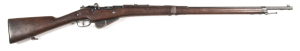 FRENCH MOD.1907/15 BERTHIER B/A SERVICE RIFLE: 8x5R: 5 shot mag; 30.5" barrel; p. bore; std sights, bayonet fitting & swivels; CHATELLERAULT M LE 1907-15 to breech; g. profiles & clear markings; thin black military finish to all metal; g. stock with mod b