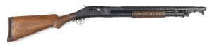 WINCHESTER MOD.1897 P/ACTION TRENCH GUN: 12G; 5 shot mag; 2¾" chamber; 21" barrel, FULL choke; poor bore; slide action feature marked WINCHESTER MODEL 1897; wear to profiles & markings; lhs of breech marked 12 & FULL; fitted with barrel perforated hand gu