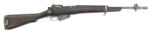 ENFIELD NO.5 B/A JUNGLE CARBINE: .303 Cal; 10 shot mag; 20.5” barrel; standard sights; g. bore; with flash eliminator; vg profiles & clear markings; grey finish to all metal; rubber kick pad to the metal butt plate; g. stock; all complete; gwo & cond 