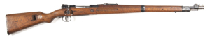 ERFURT MODEL 98A B/A SERVICE CARBINE: 8mm; 5 shot mag; 23.75" barrel; vg bore; standard sights; hinged nose cap; curved stacking rod removed; breech marked with Imperial cypher ERFURT, dated 1917 & with an unusual mark just forward of the barrel band; sid