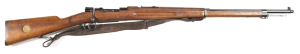 SWEDISH MOD 1896 MAUSER B/A SERVICE RIFLE: 7x57 Cal; 5 shot mag; 29" barrel; f to g bore; standard sights; sharp profiles; retaining 99% re-blue finish to barrel, receiver, floor plate & turned down bolt, except bolt handle; g. stock with a few sections o