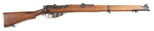 LITHGOW SMLE MKIII* B/A SERVICE RIFLE: 303 Cal; 10 shot mag; 25.2" barrel; vg bore; standard sights; receiver ring marked MA LITHGOW SMLE III* & dated 1941; vg profiles & clear markings; blue/plum finish to all metal parts; vg stock with minor bruising; g