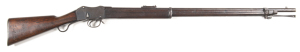 AUSTRALIAN COLONIAL N.S.W. ISSUE MARTINI HENRY MKIII RIFLE: g. bore; standard sights & fittings; action marked ENFIELD V.R & ROYAL CYPHER III & dated 1883; vg profiles & clear markings; blue/plum patina to barrel, action & fittings; g. stock with N.S.W. 1