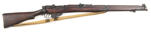 LITHGOW SMLE MKIII* B/A SERVICE RIFLE: 303 Cal; 10 shot mag; 25.2" barrel; vg bore; standard sights & fittings; receiver ring marked MA. LITHGOW SMLE III* 1943; g. profiles & clear markings; retaining 80% of its F.T.R. refinish; vg stock with approx 5" sc