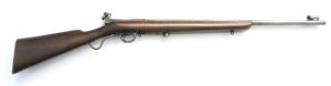VICKERS ARMSTRONG MARTINI ACTION HALF STOCKED TARGET RIFLE: 22LR; S/A; s/shot; 26½” heavy round barrel; vg bore; globe front sight & rear adjustable peep sight; VICKERS ARMSTRONG LTD ENGLAND plus SPECIAL 22 LONG RIFLE; London proofs to the breech; g. prof