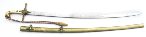 BRITISH 1831 PATT MARMELUKE GENERAL & STAFF OFFICERS SWORD: g. 31.75”etched blade with VR & ROYAL CYPHER decorated with acanthus leaves, crossed sword & scabbard; obverse side ensuite plus JONES & CO 6 REGENT ST LONDON at the ricasso; gilt brass quillion 