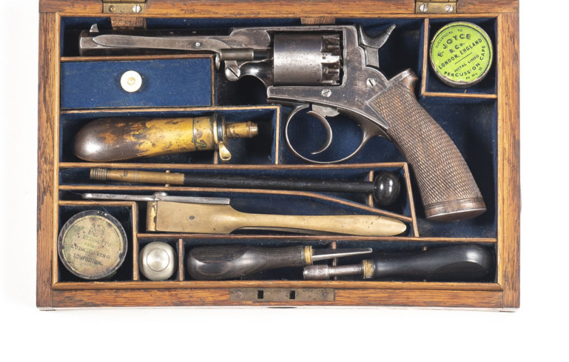 CASED SMALL FRAME BEAUMONT ADAMS PERCUSSION REVOLVER 80 bore 5