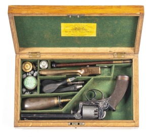 CASED DEANE ADAMS & DEANE MODEL 1851 PERCUSSION REVOLVER: 54 bore; 5 shot cylinder with London proofs; 165mm (6½”) octagonal barrel; g. bore; standard sights & London proofs; DEANE ADAMS & DEANE Makers to H.R.H. PRINCE ALBERT 30 KING WILLIAM ST LONDON BRI