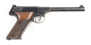 COLT TARGETSMAN S/A TARGET PISTOL: 22 L.Rifle; 10 shot mag; 155m (6 1/8”) round barrel; g. bore; standard sights; Rampant Colt Trade mark & TARGETSMAN to lhs of frame; COLT AUTOMATIC CAL 22 LONG RIFLE to slide; vg profiles & clear markings; retaining 80% 