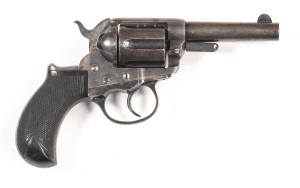 COLT LIGHTNING C/F REVOLVER: 38 Colt; 6 shot fluted cylinder; 89mm (3½”) barrel; f to g bore; made without ejector; g. profiles & clear markings; Patent date to lhs of frame; soft grey finish to barrel & cylinder; case colours to frame; blue to back of ha