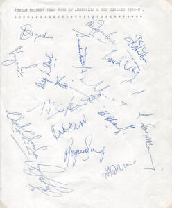 1980-81 Indian Team to Australia & NZ, page with 17 signatures including Sunil Gavaskar (captain), G.R.Viswanath, Dilip Doshi & Roger Binny. Fine condition.