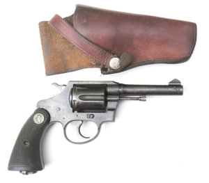COLT POLICE POSITIVE SPECIAL REVOLVER: 38 Cal; 6 shot fluted cylinder; 102mm (4”) barrel; g. bore; standard sights & HARTFORD address; g. profiles & clear markings; retaining 75% original blue finish with a few scratches & marks; g. Colt walnut grips with