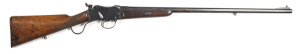 I. HOLLIS & SONS MARTNI HENRY HALF STOCKED SPORTING RIFLE: 450 Cal; 28” round barrel; g. bore; ramp front sight & rear peep sight fitted to lhs of action; MARTINI HENRY’s Patent to lhs f action; rifle has been modified to a percussion rifle by the Lithgow