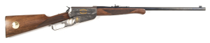 WINCHESTER MODEL 1895 COMMEMORATIVE L/A SPORTING RIFLE: 405 Win; 4 shot mag; 24” round barrel; fine bore; scroll engraved action; lhs features the likeness of Theodore Roosevelt FATHER OF CONSERVATION in gold & engraved with stags, mountain goat, moose, p