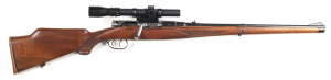 MANNLICHER SCHOENAUER MOD.61 MCA B/A SPORTING CARBINE: 270 Win; 4 shot mag; 20” barrel; vg bore; turned down bolt & double set triggers; standard sights plus fitted with Pecar1½ X to 4X 21scope in Griffin & Howe QD mounts; MSC markings to the breech; sha