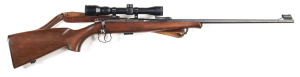 BRNO MOD.2 B/A SPORTING RIFLE: 22LR; 5 shot mag; 25”barrel; exc bore; standard sights plus fitted with a Lynx 2-7X VAR scope; sharp profiles & clear markings; retaining 95% original factory finish; complete with sling & with a spare mag; gwo & exc cond. 