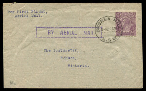 Aerophilately & Flight Covers : 21-22 July 1925 (AAMC.80-89a) Adelaide - Melbourne - Sydney per Australian Aerial Services intermediates group comprising Melbourne-Echuca, Melbourne-Sydney, Echuca-Broken Hill, Deniliquin-Broken Hill, Hay-Broken Hill, Brok