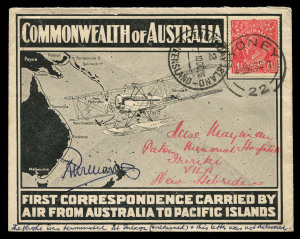 Aerophilately & Flight Covers : 25 Sept.1926 (AAMC.102) A cover flown and signed by Group Captain Richard Williams on his survey flight from Melbourne to various Pacific Islands in a DH50A seaplane. The intention was to follow the east coast as far as Thu