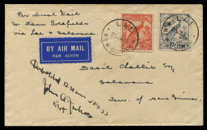 NEW GUINEA - Aerophilately & Flight Covers : NEW GUINEA - Aerophilately & Flight Covers: 21 Jan.1933 (AAMC.P53) Kainantu (Upper Ramu Goldfields) - Lae - Salamaua cover, flown & signed by John Jukes for Guinea Airways. As postal facilities were not availab