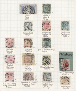 AUSTRIA - Postal History : Bucowina, Dalamatia, Galicia, Carinthia, Carniola, Coastal Province & Moravia: postmarks on 1901-07 Austrian issues incl. FUNDU MOLDOVEI, MITOKA-DRAGOMIRNA (Bucowina), DOLAC-DOLNJI, KORCULA (Dalamatia), BORYNIA, GLINIK MARIA, POLSKI, ZAKOPANE (Galicia), RAIBL (Carinthia), SITTICH ZATICINA (Carniola), RUBBIA, PARENZO, VOLOSCO (Coastal Province), EISGRUB, ZOPTAU, ZLABINGS (Moravia); generally good quality part to large-part strikes on annotated pages. Nice lot. (90)