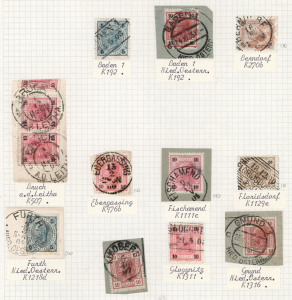 AUSTRIA - Postal History : Lower Austria, Upper Austria, Salzburg, Silesia, Styria, Tyrol & Voralberg: postmarks on 1901-07 Austrian issues incl. EBERGASSING, KARLSTETTEN, SPILLERN (Lower Austria), BENNISCH, MLADETZKO (Silesia), GASEN, SEEGRABEN (Styria), BRANZOLL, FOLGARIA (Tyrol); generally good quality part to large-part strikes on annotated pages. (130)