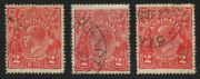 KGV Heads - Single Watermark : 2d Red varieties on stockcards incl. "White flaw on emu's body" BW 97(16)u (Cat $200); flaws are usually identified on reverse of the stockcards, some duplication, generally fine (24)