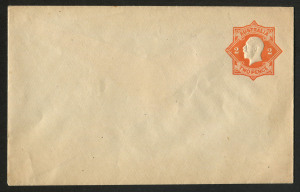 Envelopes : 1920-21 KGV 2d Orange 'Star' Embossed - No 'Postage', fine unused. BW:EP21, Cat $400.