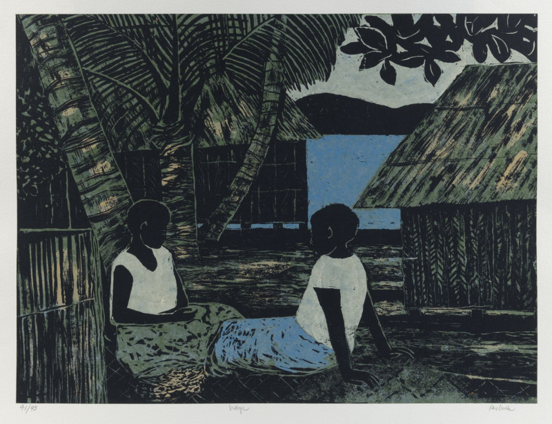 RAY AUSTIN CROOKE (1922 - 2015) Village, screenprint, editioned [41/45], titled & signed to lower margin, 39.5 x 51.5cm (image size).