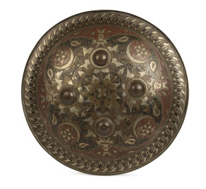 Ottoman shield, enamelled metal, Turkey, 19th century, 56cm diameter